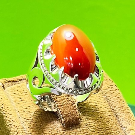   انگشتر عقیق سرخ یمنی کهنه رکاب طرح یاعلیمحصول