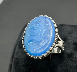 انگشتر عقیق آبی دستنویس یا رقیه (س)