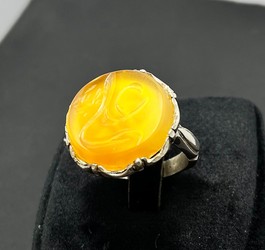 انگشتر عقیق زرد طبیعی دستنویس علی (ع)