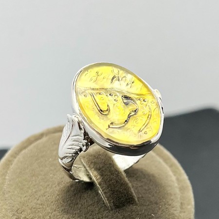   انگشتر عقیق زرد طبیعی خط دستنویس یا رقیهمحصول