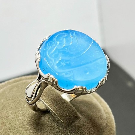   انگشتر عقیق آبی خراسانی دستنویس حسبی اللهمحصول