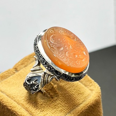   انگشتر عقیق پرتقالی یمنی آبدار دستنویس حسین مظلوممحصول