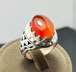 انگشتر عقیق سرخ یمنی رکاب نقره عیار 925