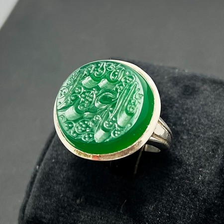   انگشتر عقیق سبز طبیعی دستنویس یا اباعبدالله (ع)محصول