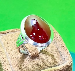 انگشتر عقیق سرخ یمنی رکاب نقره صفوی ظریف