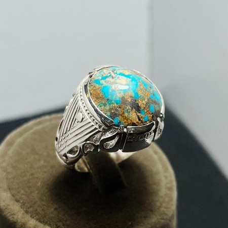   انگشتر نقره 925 با نگین فیروزه نیشابور اصل دست ساز محصول