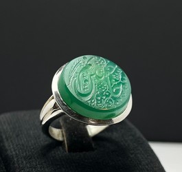 انگشتر عقیق سبز طبیعی دستویس حسین جانم رکاب صفوی دست ساز