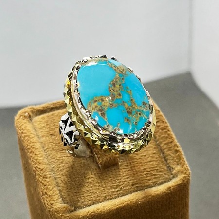   انگشتر فیروزه نیشابوری رکاب نقره دست ساز با مهر سازندهمحصول