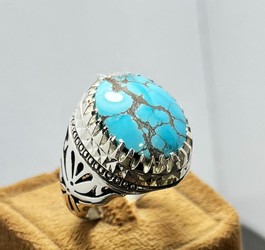 انگشتر فیروزه نیشابوری رکاب فیلی شبکه ای هزار چنگ