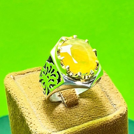   انگشتر یاقوت زرد رکاب نقره دست سازمحصول