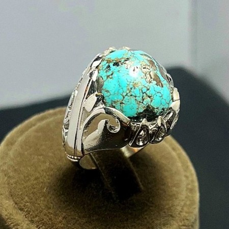   انگشتر نقره 925 با نگین فیروزه نیشابور دست ساز و اصیلمحصول