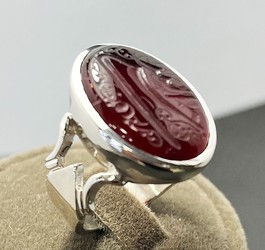 انگشتر عقیق سرخ یمنی دستنویس حسبی الله 