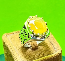 انگشتر یاقوت زرد رکاب نقره دست ساز