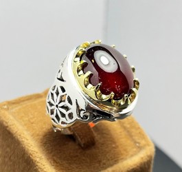 انگشتر گارنت سرخ رکاب نقره عیار 925