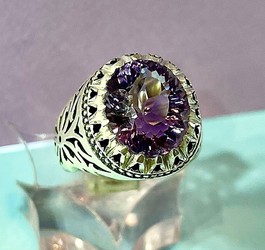 انگشتر آمیتیست طبیعی آفریقایی رکاب فیلی دست ساز نقره عیار 925