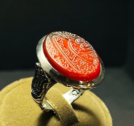 انگشتر عقیق سرخ یمنی دستنویس حسبی الله