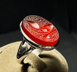 انگشتر عقیق سرخ یمنی  دستنویس یا رقیه 