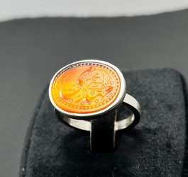 انگشتر عقیق پرتقالی یمنی دستنویس مهدی (عج)