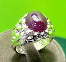 انگشتر یاقوت سرخ استار رکاب نقره 925 