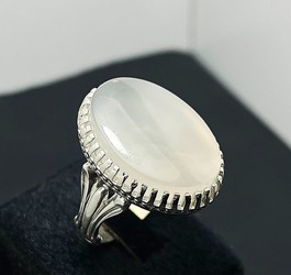 انگشتر عقیق نباتی یمنی رکاب صفوی نقره 925