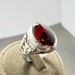 انگشتر عقیق سرخ یمنی  رکاب نقره طرح فیلی شبکه ای1شماره 
