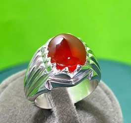 انگشتر عقیق سرخ یمنی رکاب دست ساز نقره عیار 925