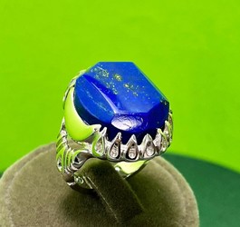 انگشتر لاجورد طبیعی رکاب نقره دورچنگ صفوی