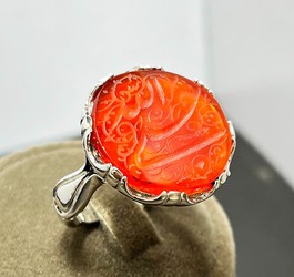 انگشتر عقیق سرخ خراسانی دستنویس حسبی الله