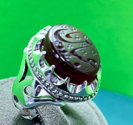 انگشتر عقیق سرخ یمنی دستنویس یا عباس 