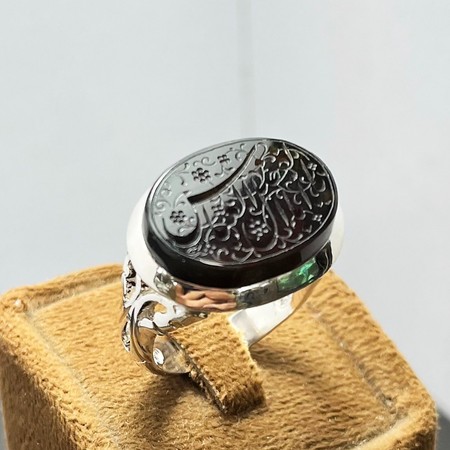   انگشتر عقیق جزع دستنویس یا ابوالفضل العباس رکاب نیم دست ساز محصول