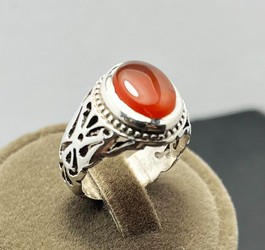 انگشتر عقیق سرخ یمن رکاب نقره ریخته گری