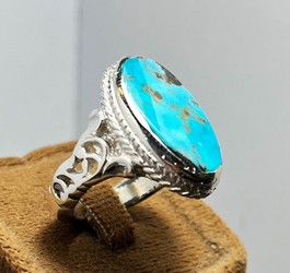 انگشتر فیروزه نیشابوری رکاب صفوی شبکه ای