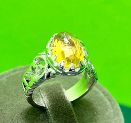 انگشتر سیترین طبیعی رکاب نقره صفوی دور چنگ