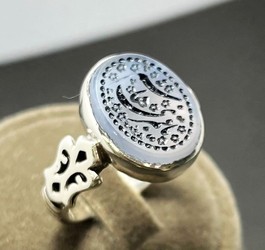 انگشتر عقیق کبود یمنی دستنویس یا قمر بنی هاشم