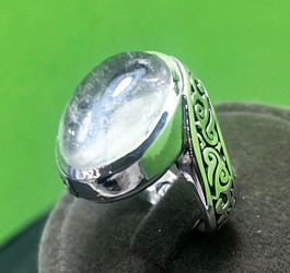 انگشتر درّ نجف اصل رکاب نقره صفوی سیاه قلم 