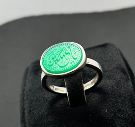 انگشتر عقیق سبز دستنویس یا حسین رکاب صفوی