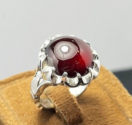 انگشتر گارنت سرخ طبیعی رکاب صفوی چنگی