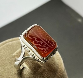 انگشتر عقیق خراسانی چهارگوش رکاب نقره عیار 925