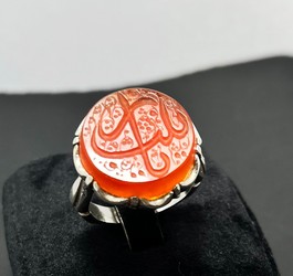 انگشتر عقیق پرتقالی یمنی دستنویس یا زینب (س)