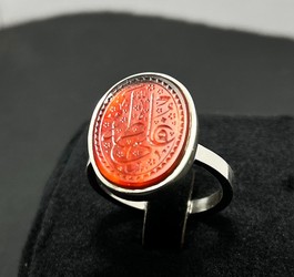 انگشتر عقیق سرخ یمنی دستنویس علی و فاطمه 