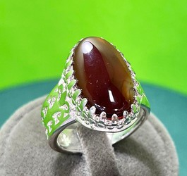 انگشتر عقیق سرخ یمنی رکاب دست ساز نقره 925