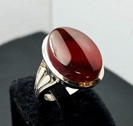 انگشتر عقیق سرخ یمن رکاب نقره عیار 925