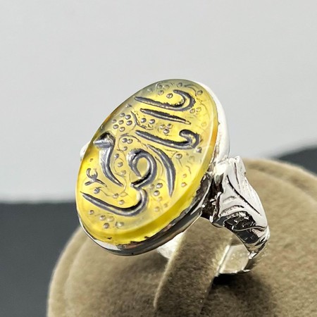   انگشتر عقیق زرد دستنویس یا امام رضا (ع) رکاب صفوی نقره 925محصول
